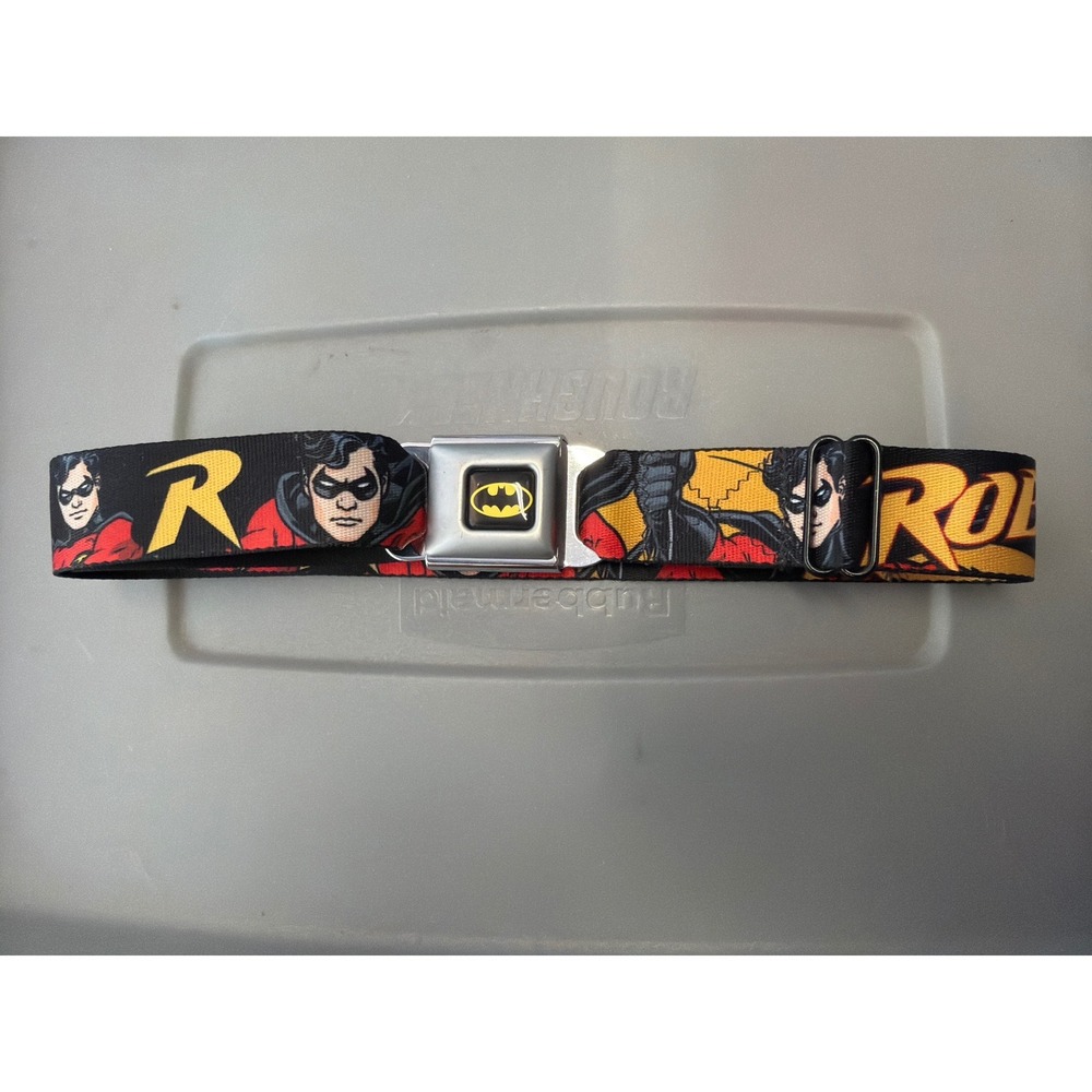 Buckle-Down Batman Seatbelt Belt DC Comics Graphic Print Black Yellow Adjustable